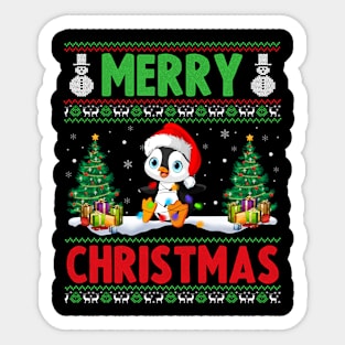 Funny Penguin Animal Lover Xmas Lighting Penguin Christmas Sticker